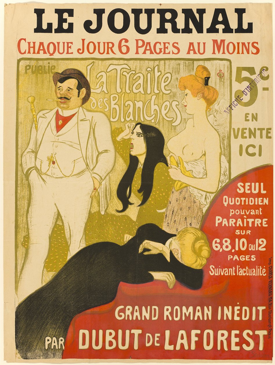 Handel białymi niewolnikami autorstwa Théophile Alexandre Pierre Steinlen
