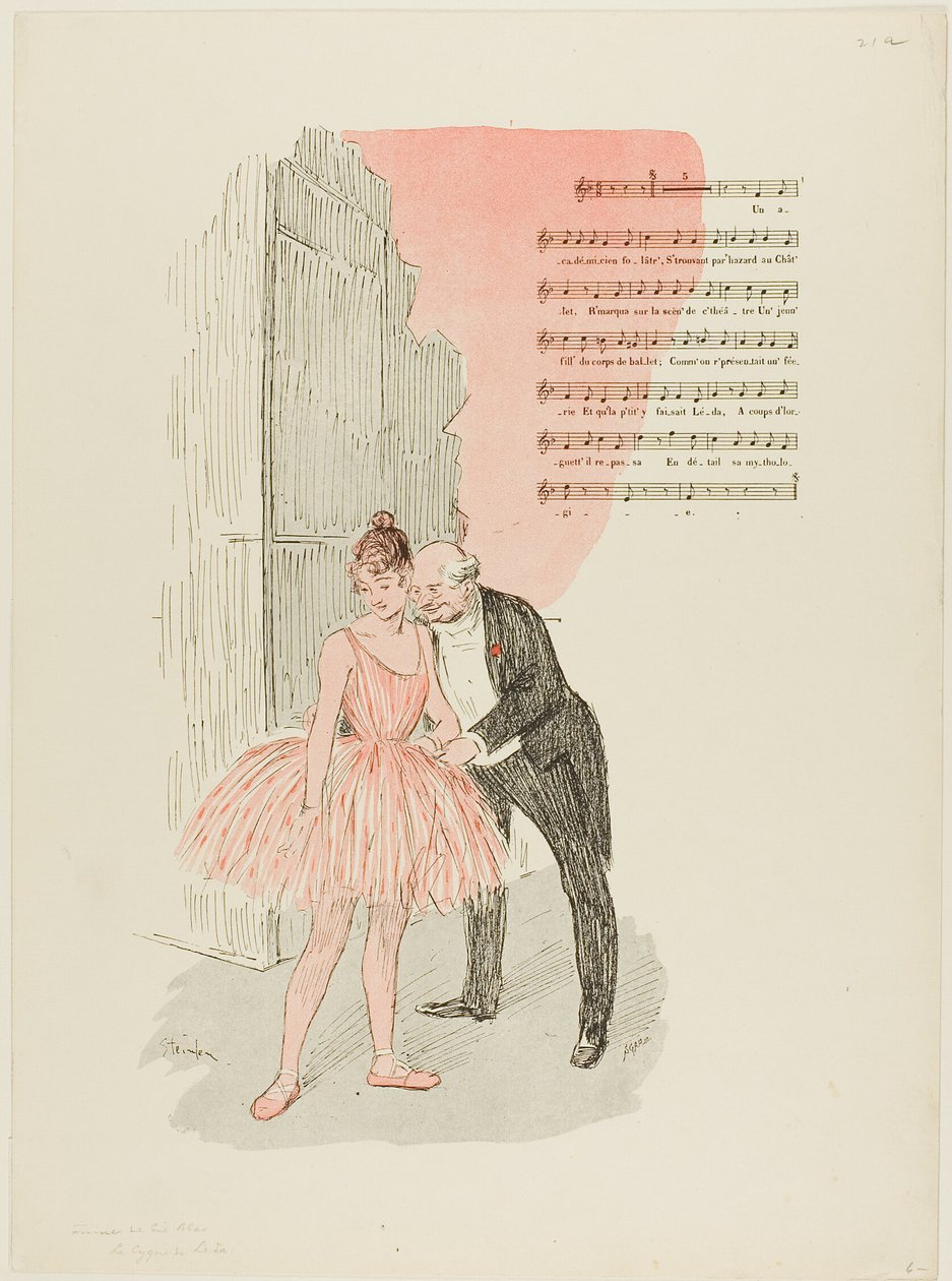 Leda i łabędź autorstwa Théophile Alexandre Pierre Steinlen