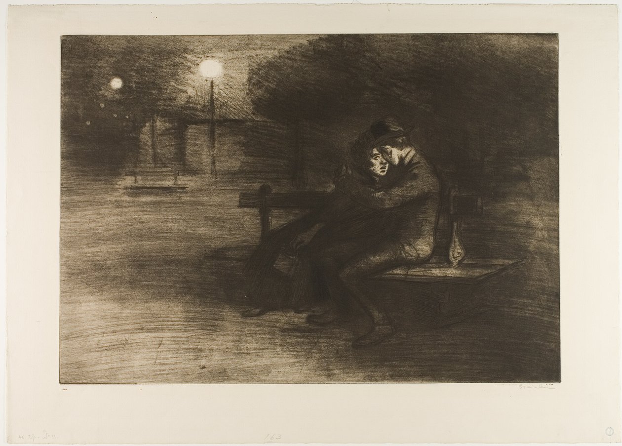 Kochankowie na ławce autorstwa Théophile Alexandre Pierre Steinlen