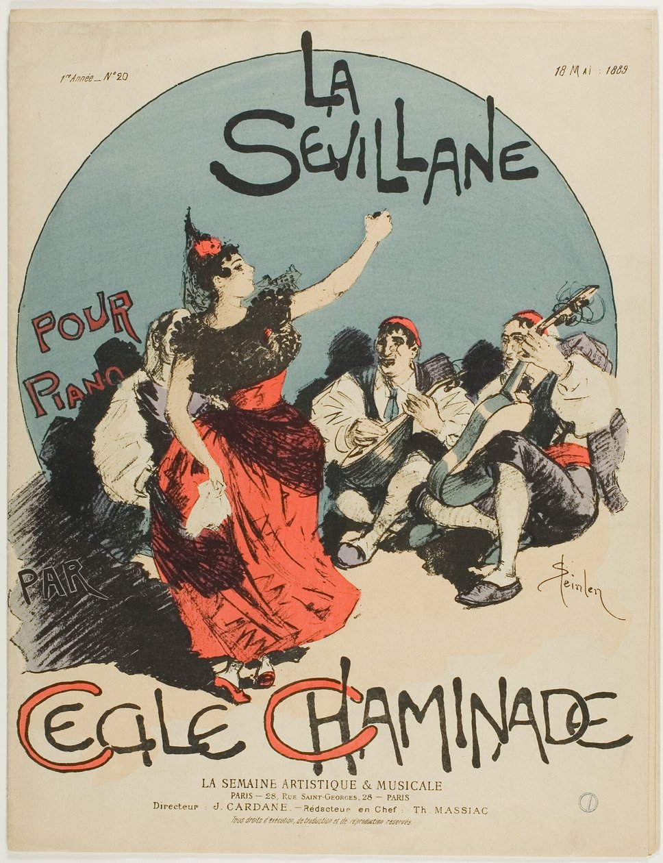 Uwertura dla Kobiety z Sewilli, na fortepian, Cecile Chaminade autorstwa Théophile Alexandre Pierre Steinlen