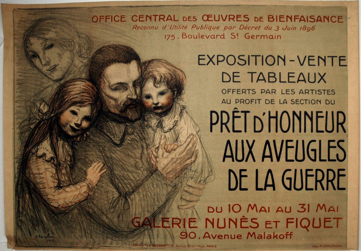 Gotowi do uhonorowania niewidomych na wojnie autorstwa Théophile Alexandre Pierre Steinlen