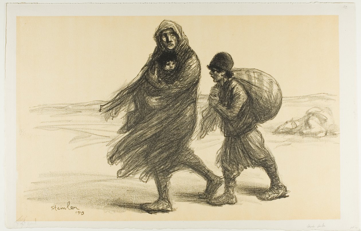 Serbski Exodus, płyta dwudziesta pierwsza z Actualités autorstwa Théophile Alexandre Pierre Steinlen