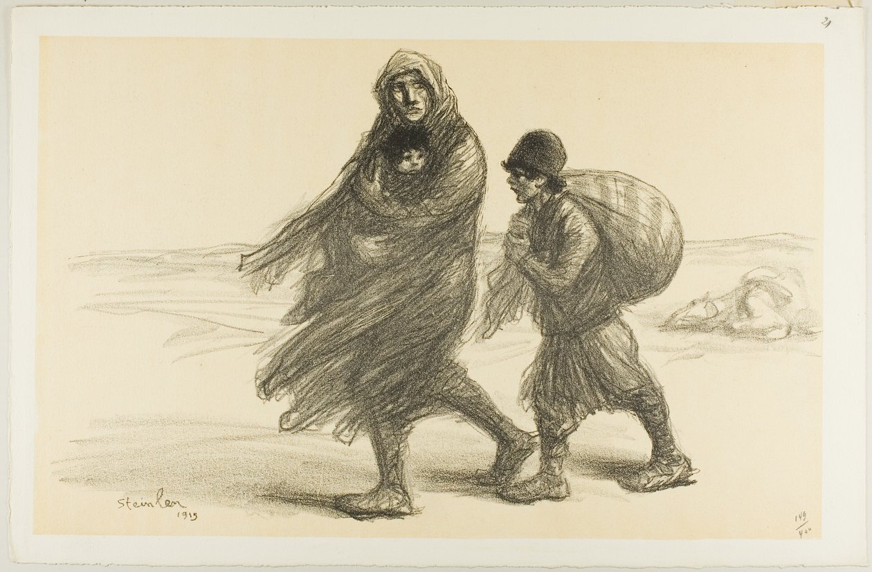 Serbski Exodus, płyta dwudziesta pierwsza z Actualités autorstwa Théophile Alexandre Pierre Steinlen