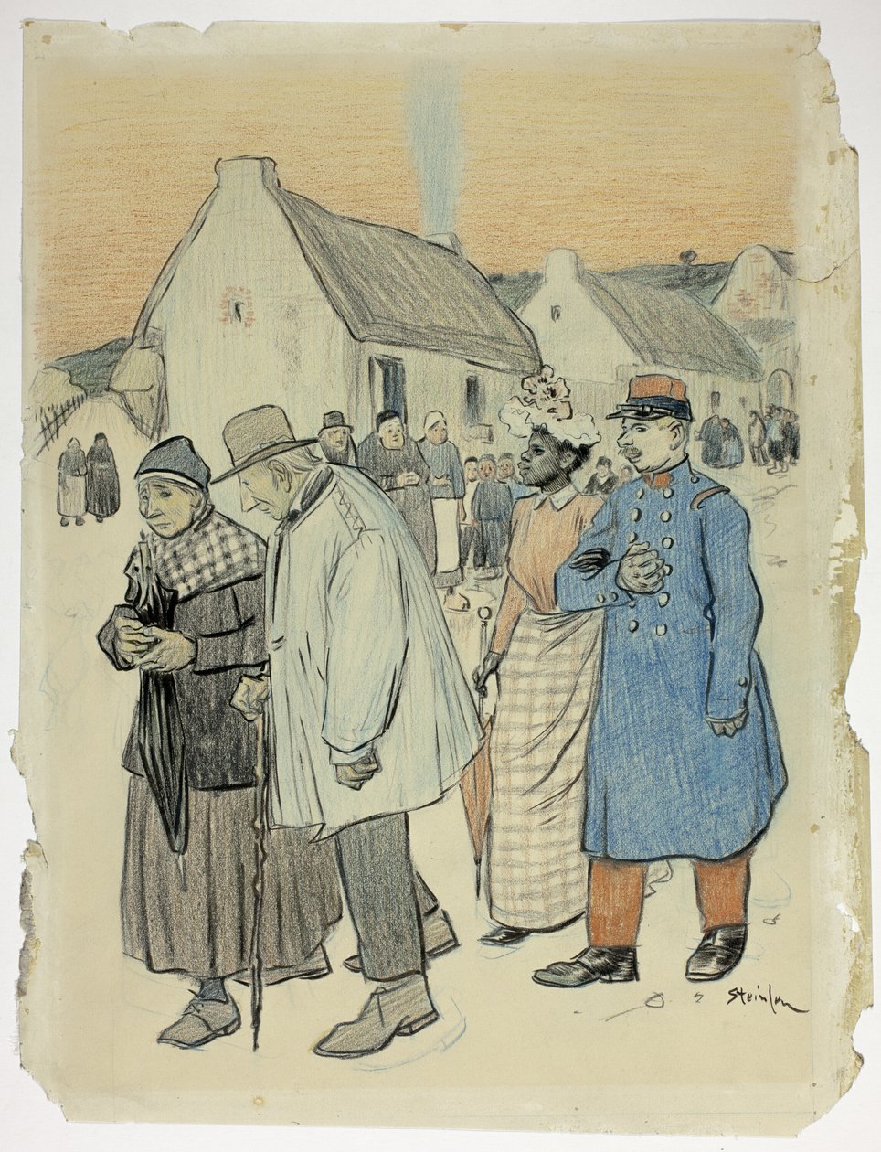 Scena uliczna z dwiema parami autorstwa Théophile Alexandre Pierre Steinlen