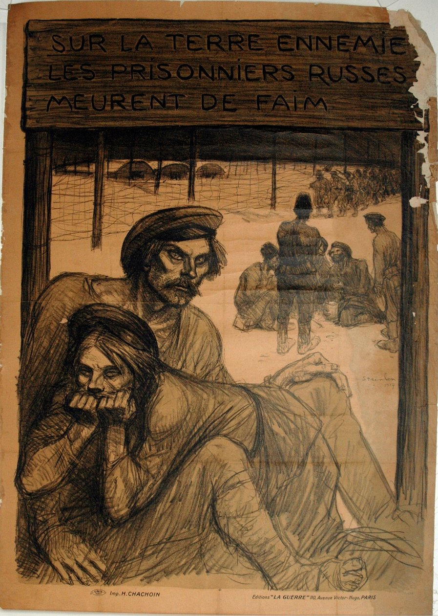 WROGA ZIEMIA - ROSYJSCY WIĘŹNIOWIE UMIERAJĄ Z GŁODU autorstwa Théophile Alexandre Pierre Steinlen