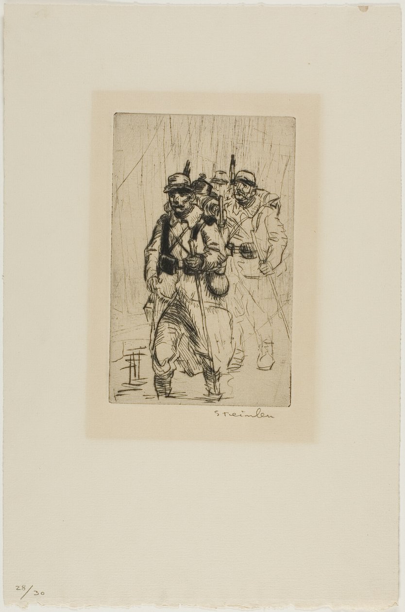 Trzech idących żołnierzy autorstwa Théophile Alexandre Pierre Steinlen