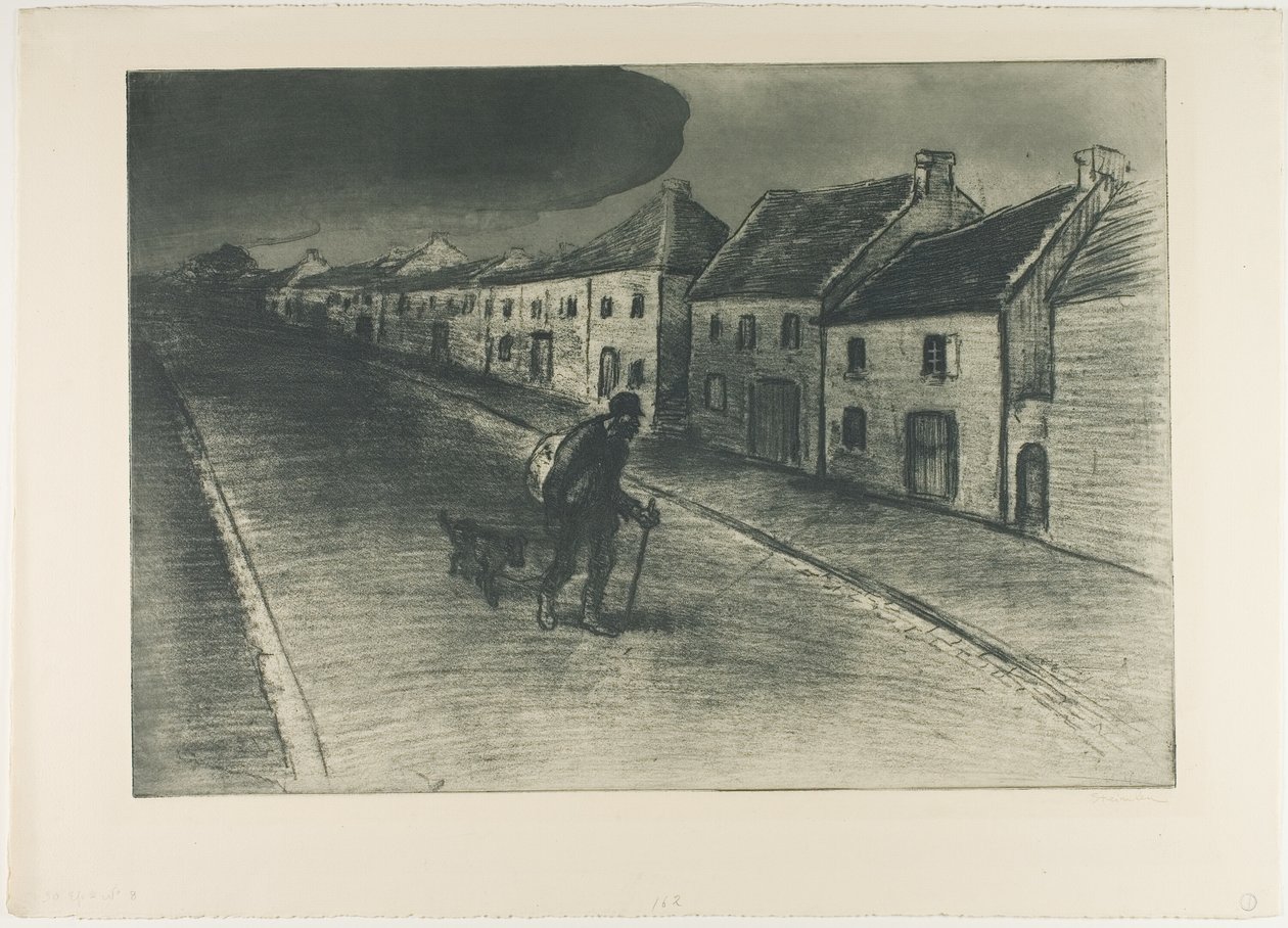 Włóczęga przechodzący przez śpiącą wioskę autorstwa Théophile Alexandre Pierre Steinlen