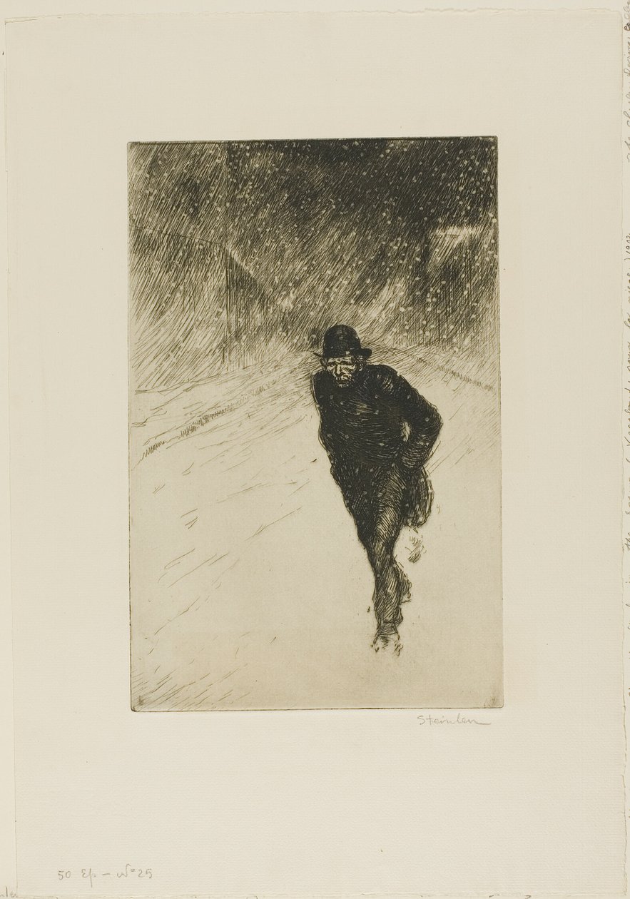 Włóczęga w śniegu autorstwa Théophile Alexandre Pierre Steinlen