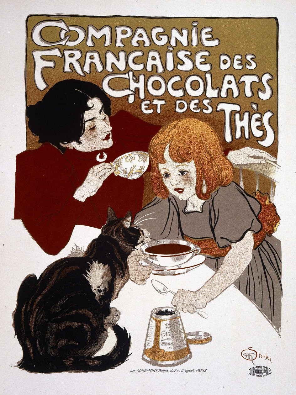 Reklama „French Chocolate and Tea Company”, Steinlen, deb. XX wiek autorstwa Théophile Alexandre Steinlen
