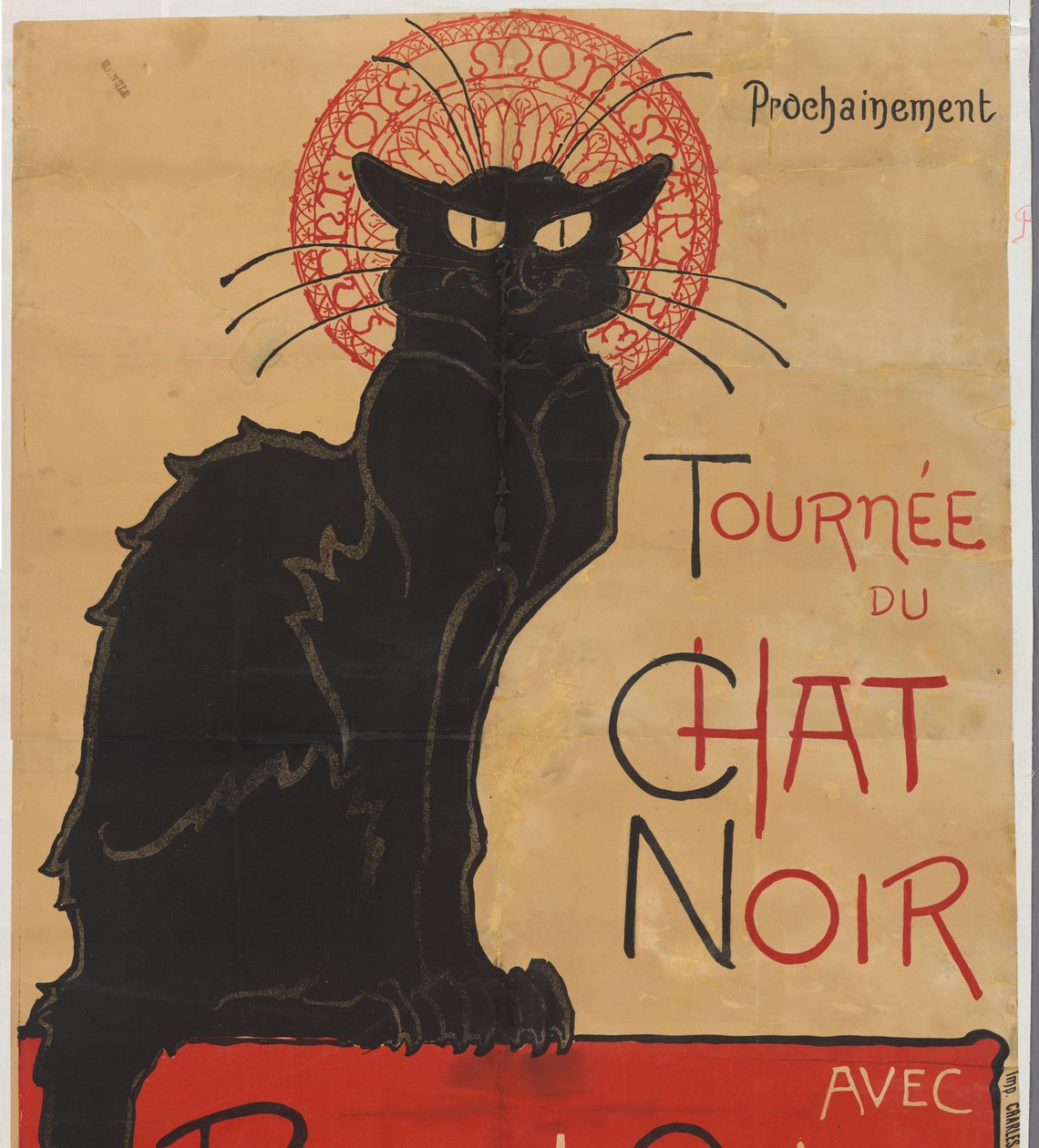 Plakat dla teatralnej kawiarni Le Chat Noir w Paryżu Wycieczka Chat Noir z Rodolphe Salis (tytuł na obiekcie) autorstwa Théophile Alexandre Steinlen