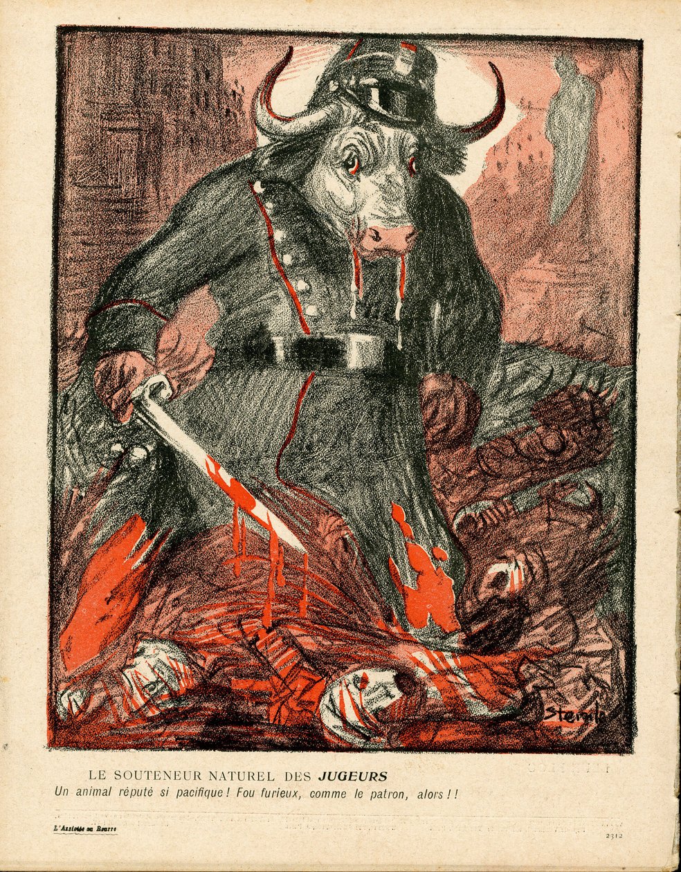 Okładka „”L’Plate au beurre””, numer 357, Satyryczna w kolorach autorstwa Théophile Alexandre Steinlen