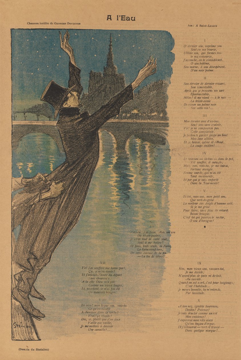 Gil Blas Illustré: Na brzegu wody A lEau, 1896. autorstwa Théophile Alexandre Steinlen