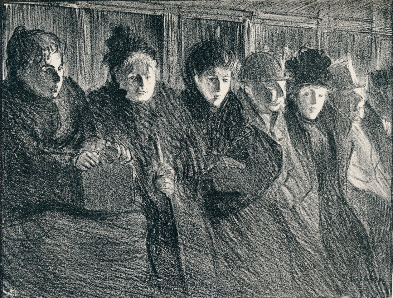 Wewnątrz tramwaju, 1896, 1898 autorstwa Théophile Alexandre Steinlen