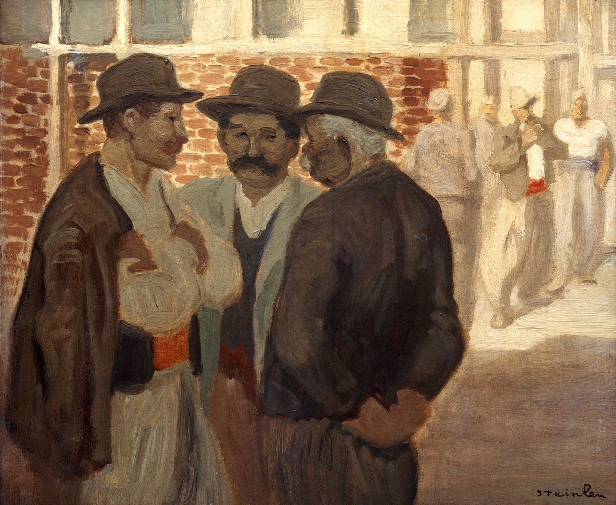 Robotnicy budowlani, c1911 autorstwa Théophile Alexandre Steinlen
