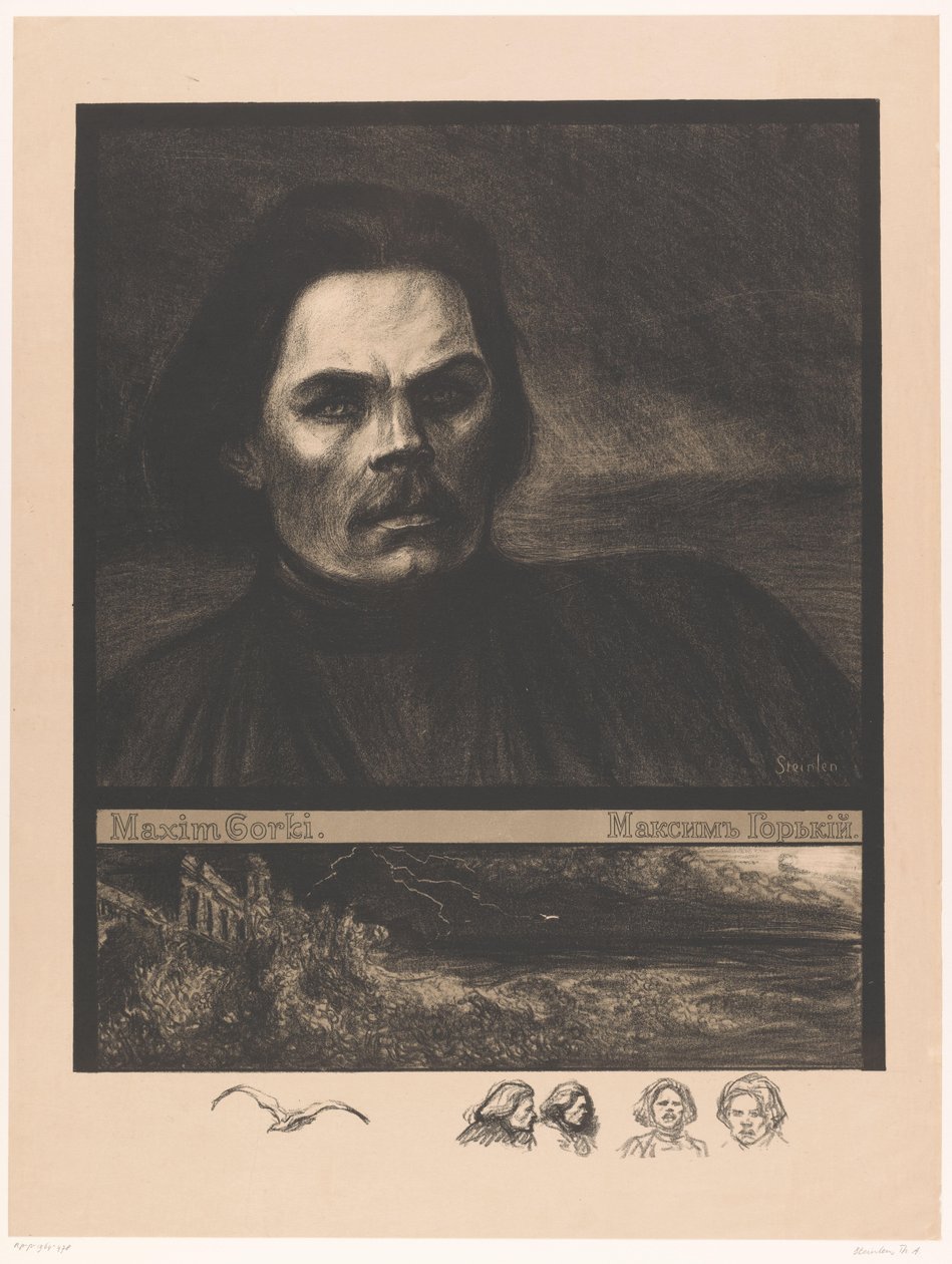 Portret van Maksima Gorkiego Maxim Gorky (tytuł na obiekcie) autorstwa Théophile Alexandre Steinlen
