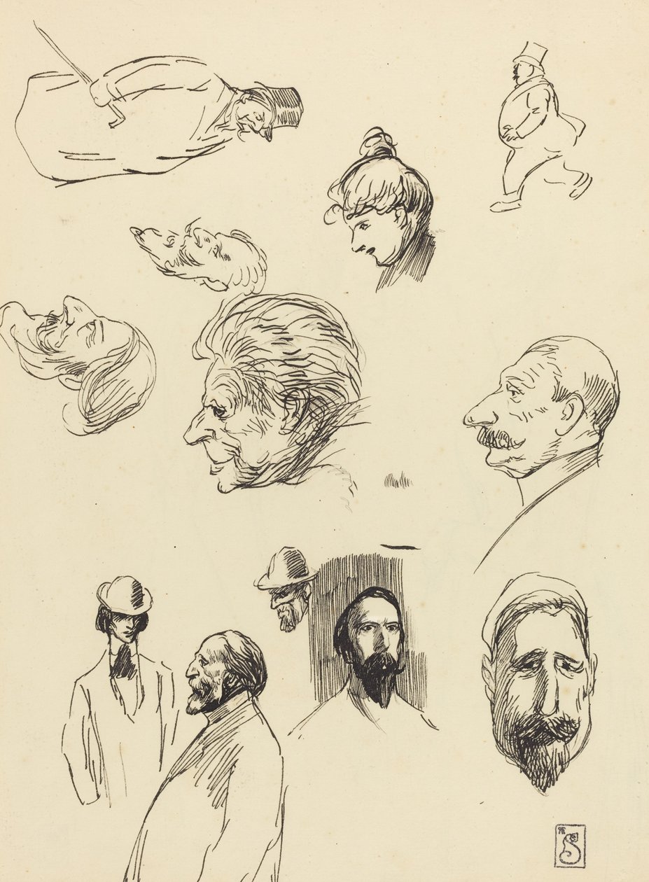 Studia postaci i głów autorstwa Théophile Alexandre Steinlen