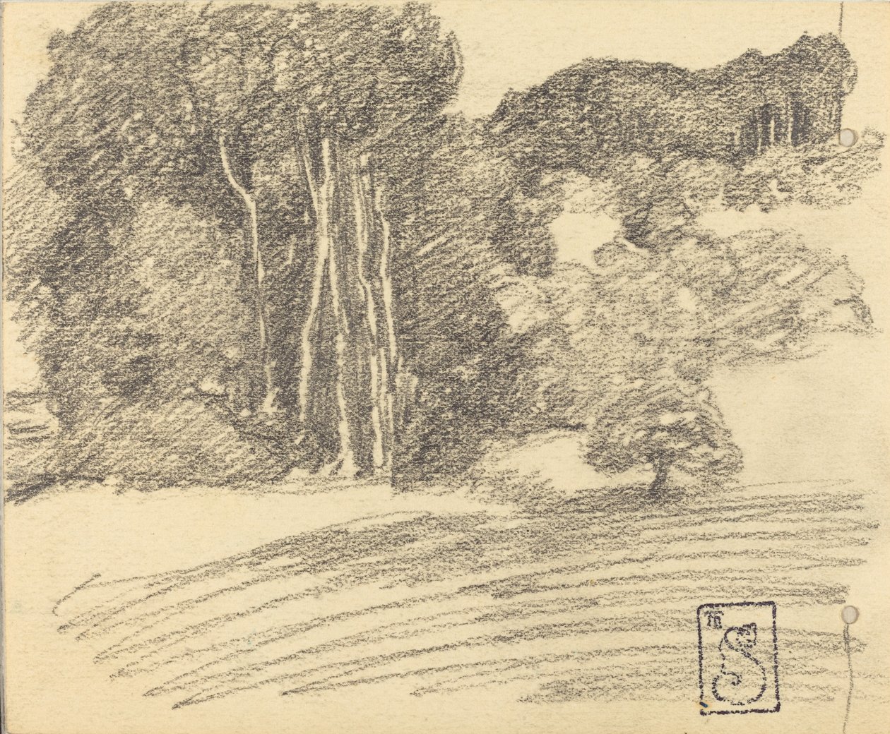 Las w Courdemanche, 1895. autorstwa Théophile Alexandre Steinlen