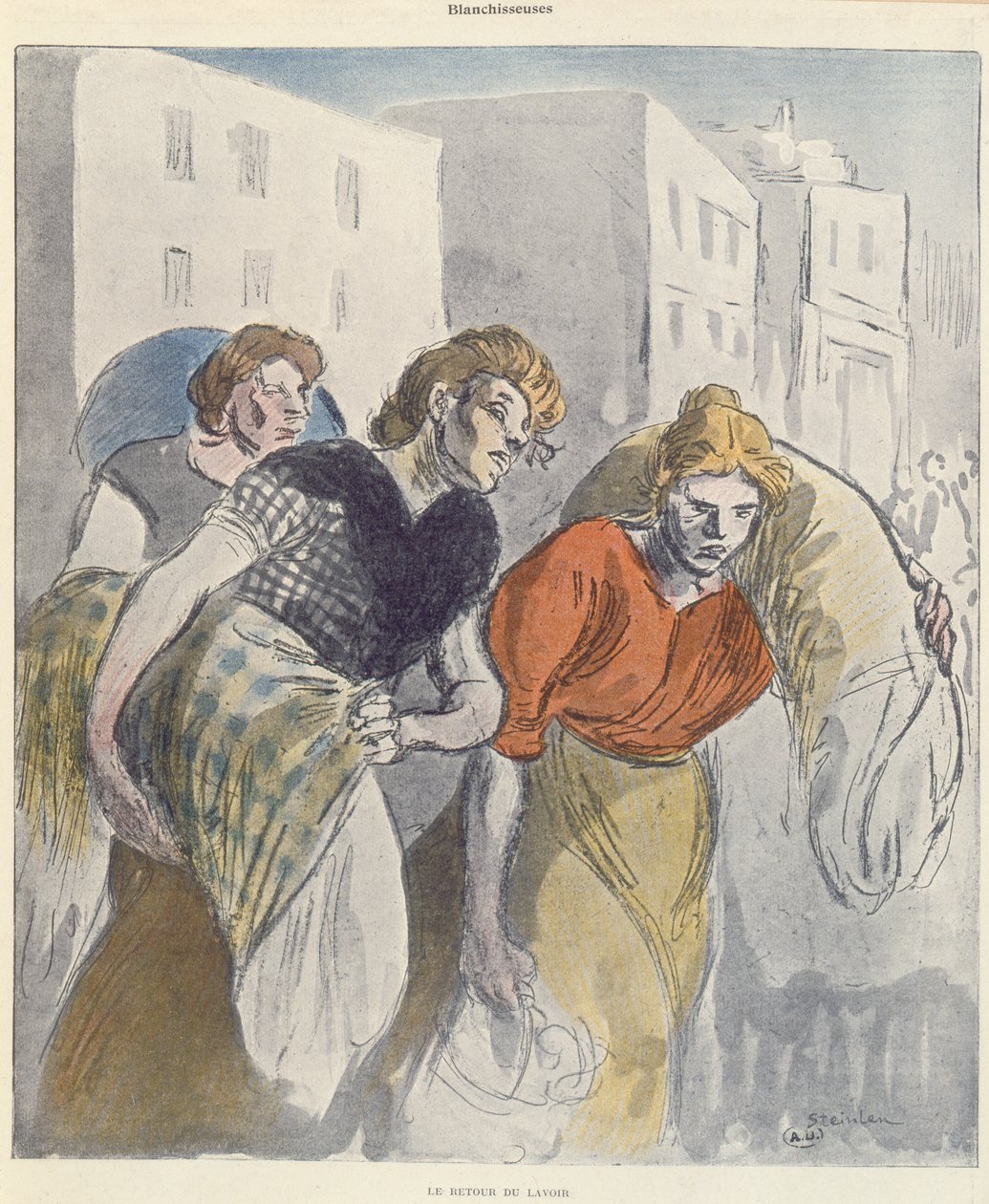 Praczki powracające z pralni, koniec XIX w. autorstwa Théophile Alexandre Steinlen