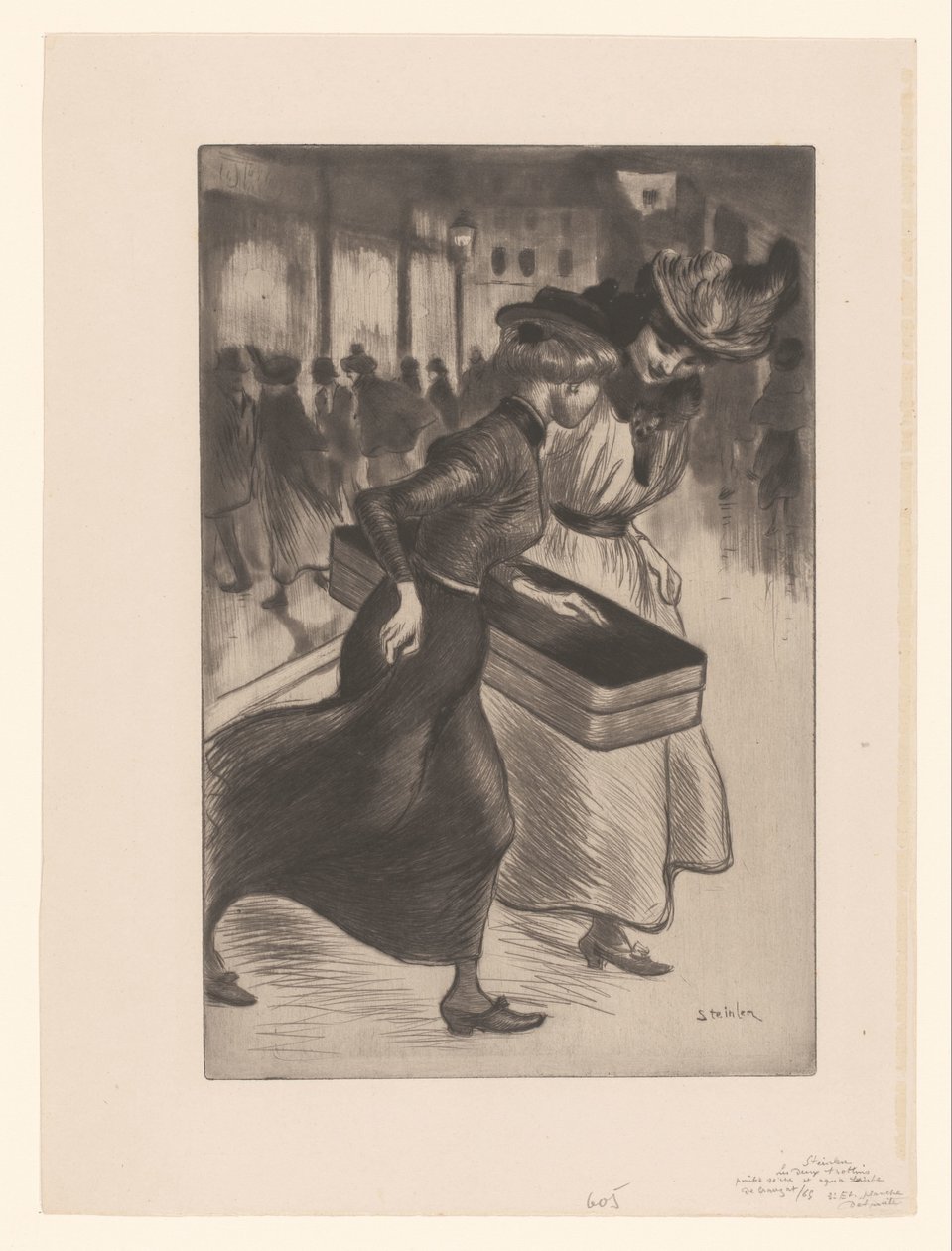 Dwie kobiety spacerujące po ulicy Les deux trottins autorstwa Théophile Alexandre Steinlen