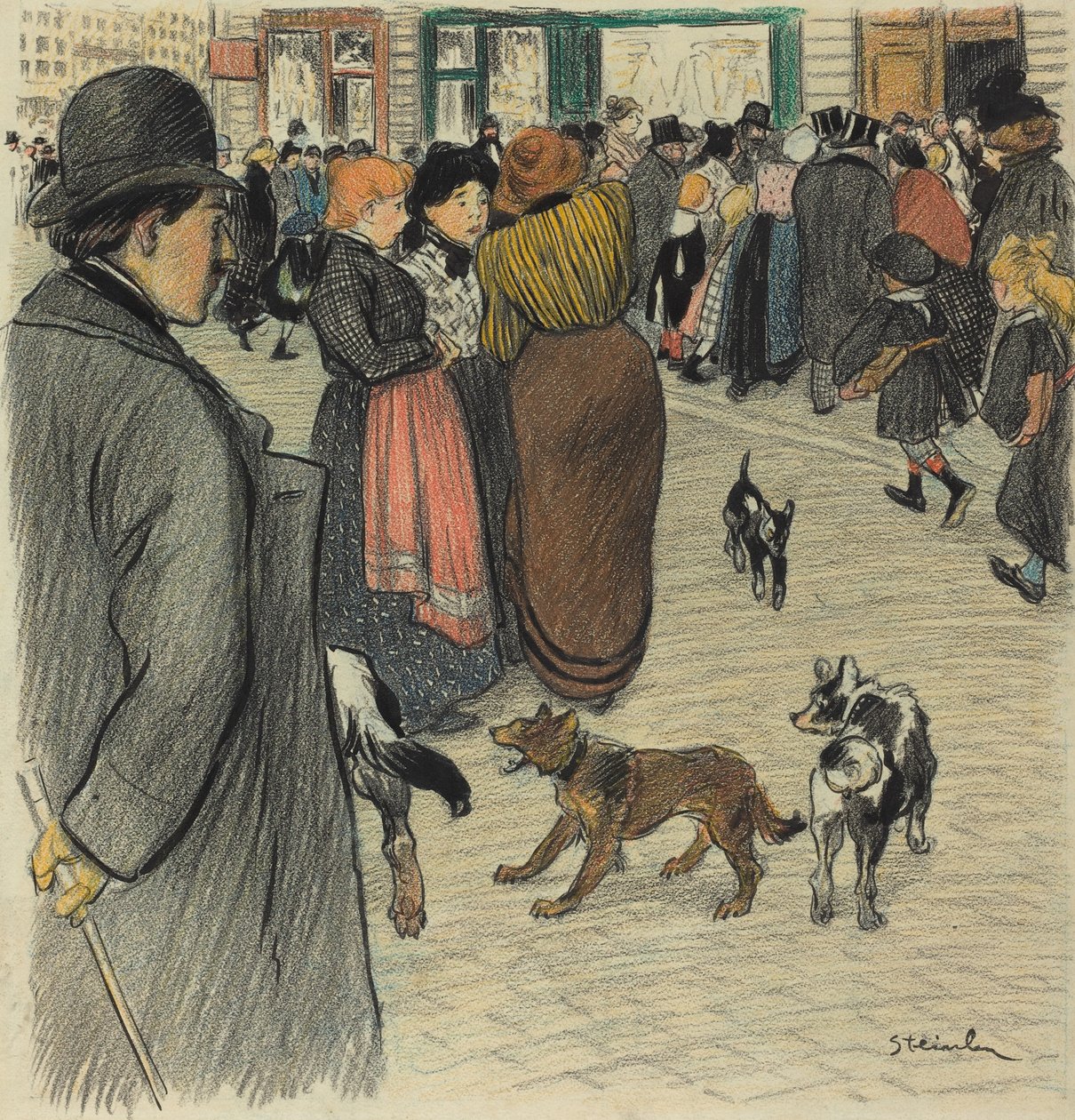 Oglądanie tłumu autorstwa Théophile Alexandre Steinlen
