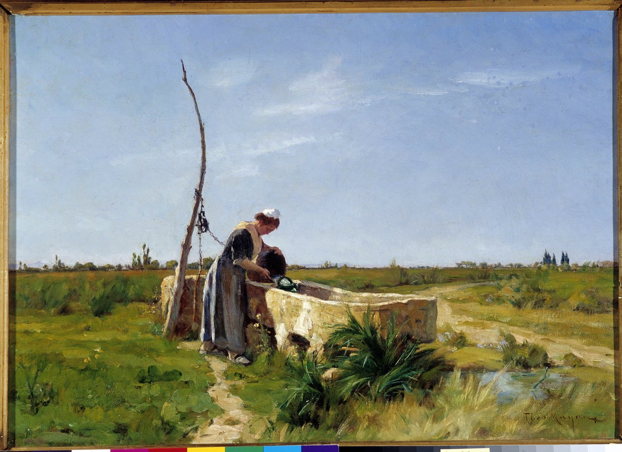 Wieśniak i studnia Theophile Mayan (1860-1937) Wym. 46x56 cm. Obowiązkowa wzmianka: Kolekcja fundacji dotyczy de Provence Marseille DR autorstwa Théophile Henri Mayan