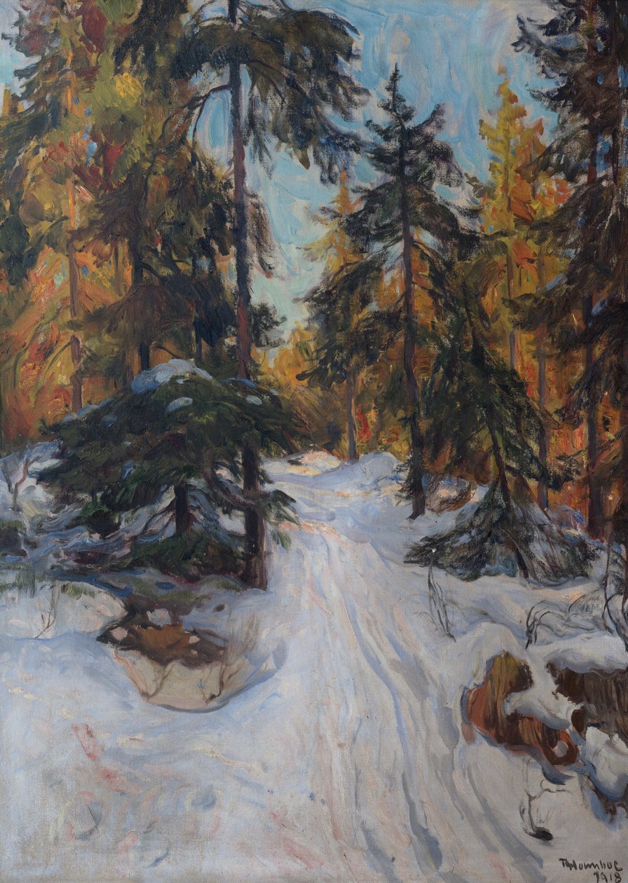Wnętrze lasu, zima autorstwa Thorolf Holmboe