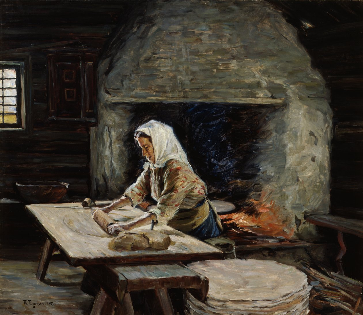 Pieczenie płaskiego chleba autorstwa Thorvald Torgersen