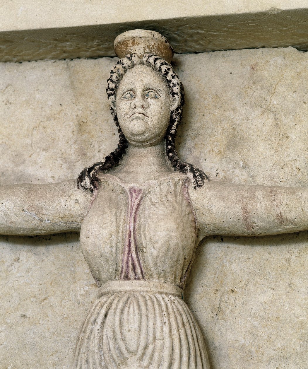 Tracki grobowiec Sveshtari, fragment posągu kobiety w Atlasie, III w. p.n.e. (rzeźba kamienna) autorstwa Thracian Thracian