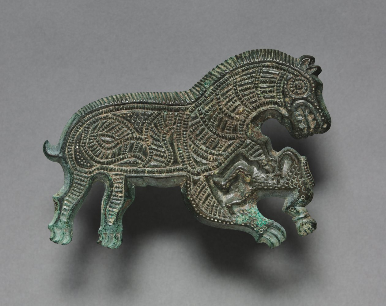 Wilk atakujący człowieka, 400-300 pne (brąz) autorstwa Thracian Thracian