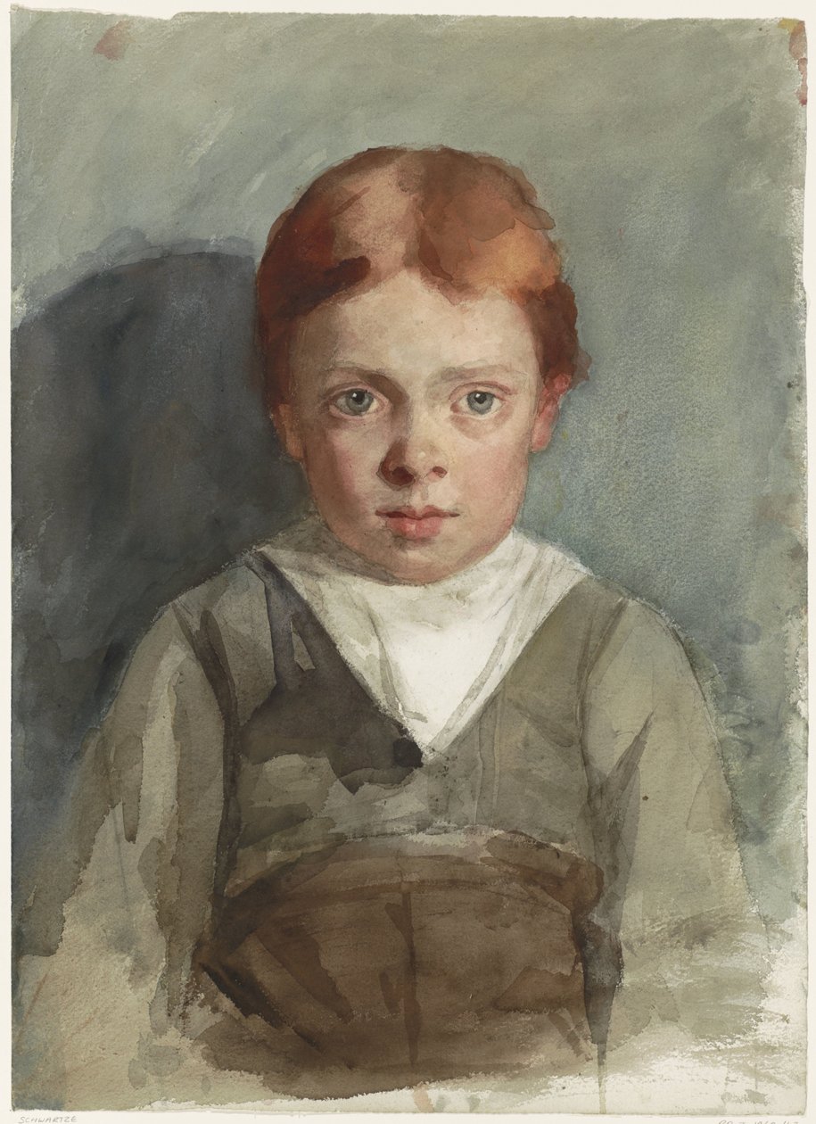 Portret chłopca z rudymi włosami, od przodu autorstwa Thérèse Schwartze
