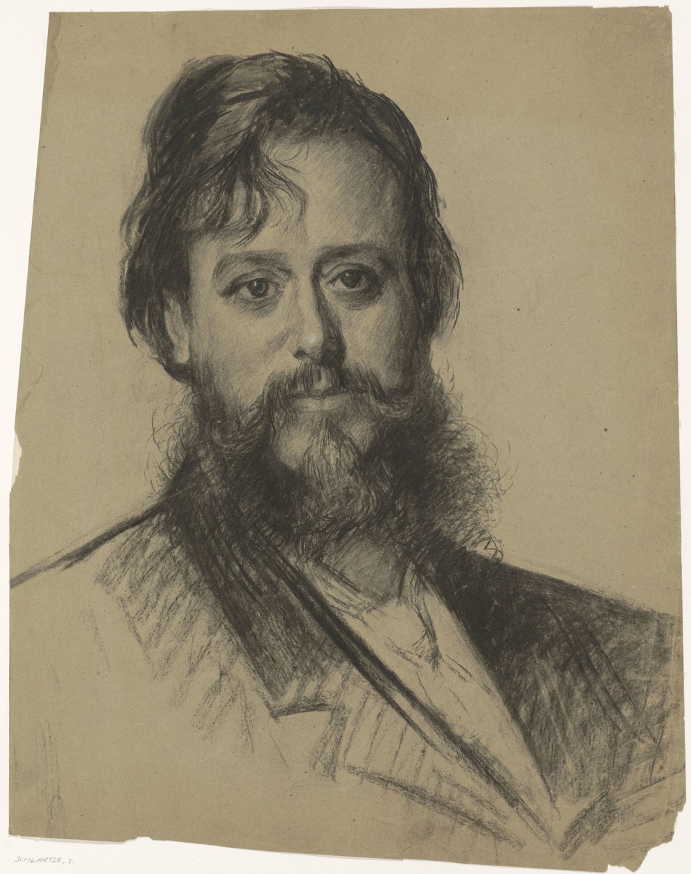 Portret brodatego mężczyzny, od przodu autorstwa Thérèse Schwartze