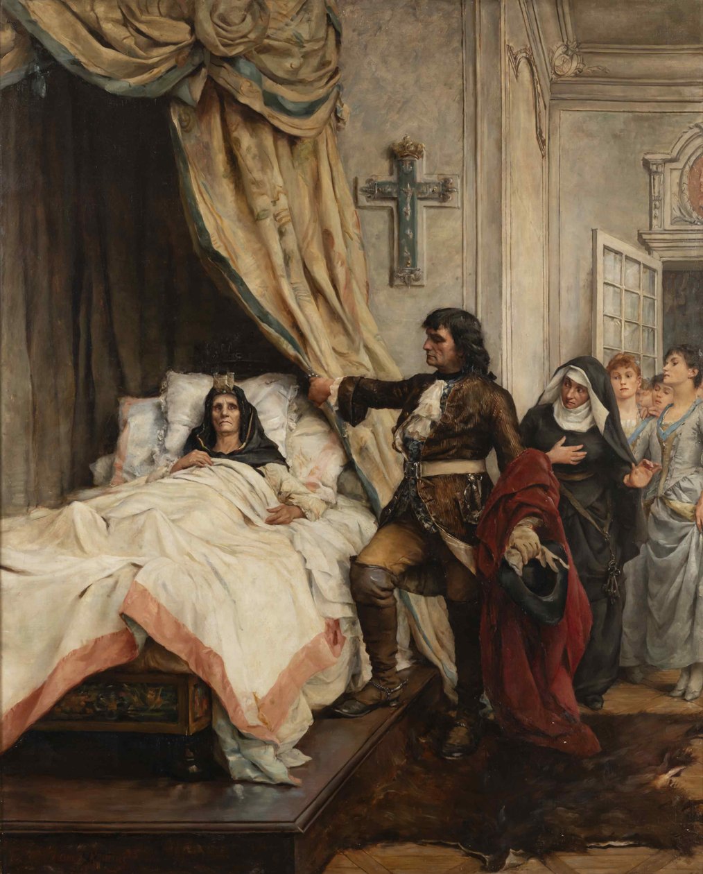 Piotr Wielki odwiedzający Madame de Maintenon w 1717 roku, koniec XIX wieku.. autorstwa Thérèse de Champ Renaud