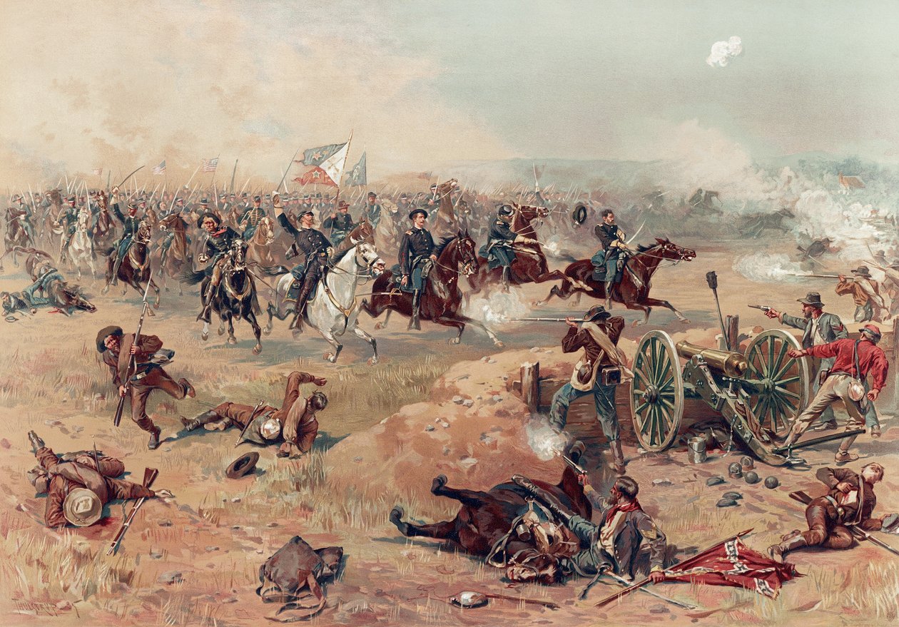 Sheridans Final Charge w Winchester, wyd. :. Prang & Co., 1886 (litografia kolorowa) autorstwa Thure de Thulstrup