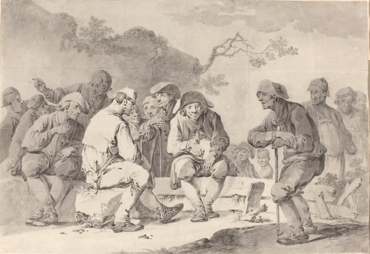 Autoportret z Country Fold z Appenzell, 1798 ((grafit z szarym wash) autorstwa Tiberius Dominikus Wocher