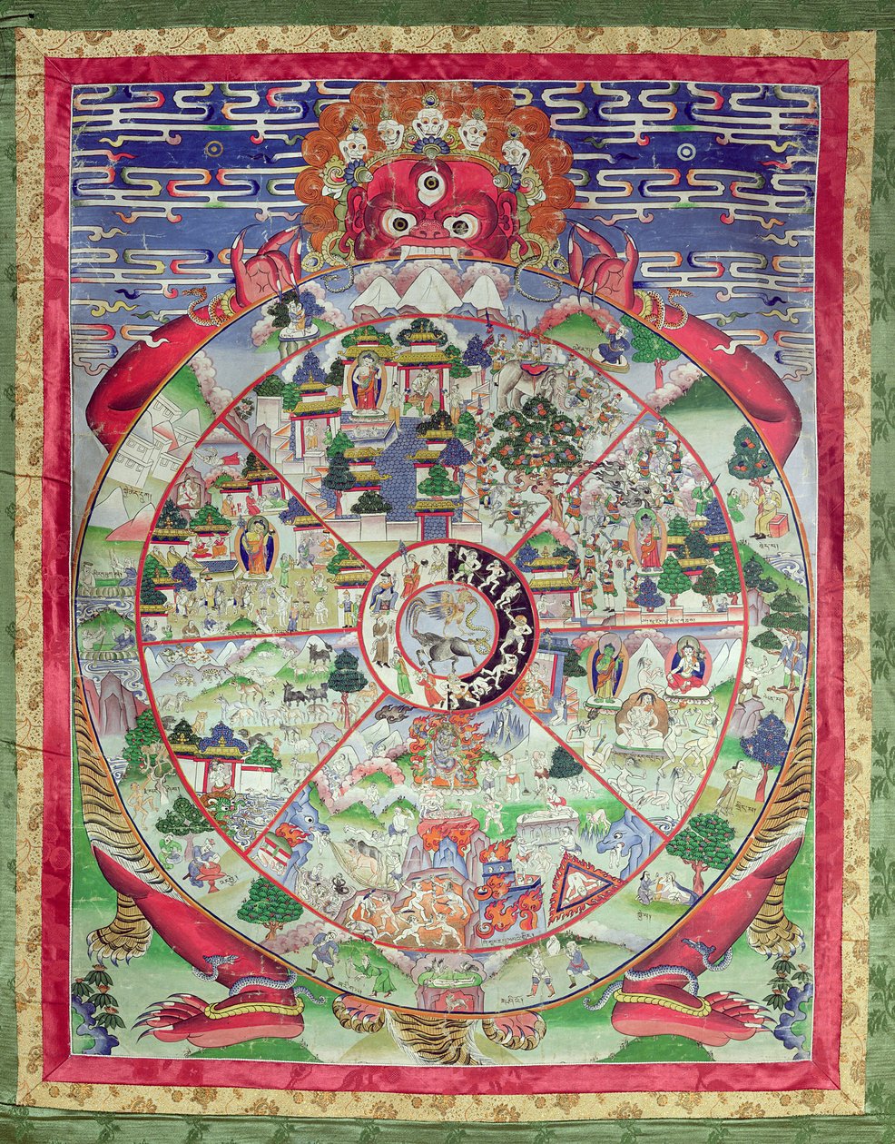 Dharmachakra, Koło transmigracyjnej egzystencji (papier) autorstwa Tibetan School
