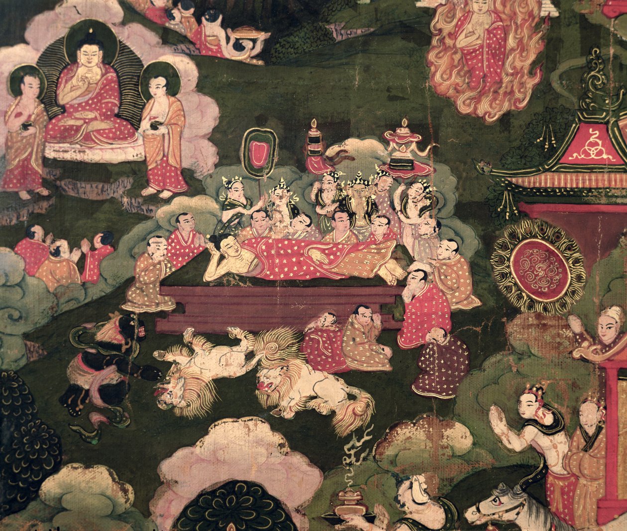 Parinirvana, z „Życia Buddy Siakjamuniego” autorstwa Tibetan School