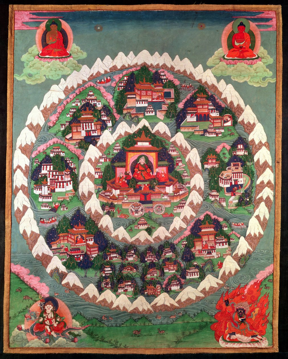 Raj Szambhali, sztandar tybetański (jedwab malowany) autorstwa Tibetan School