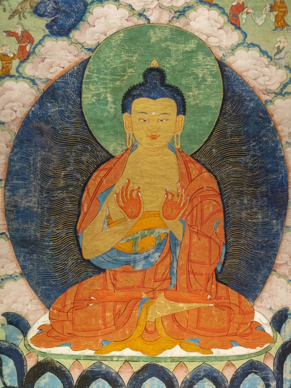 Budda i Trzy Dżamaty: Makkapi, Ruru, Shabhamiga autorstwa Tibetan School