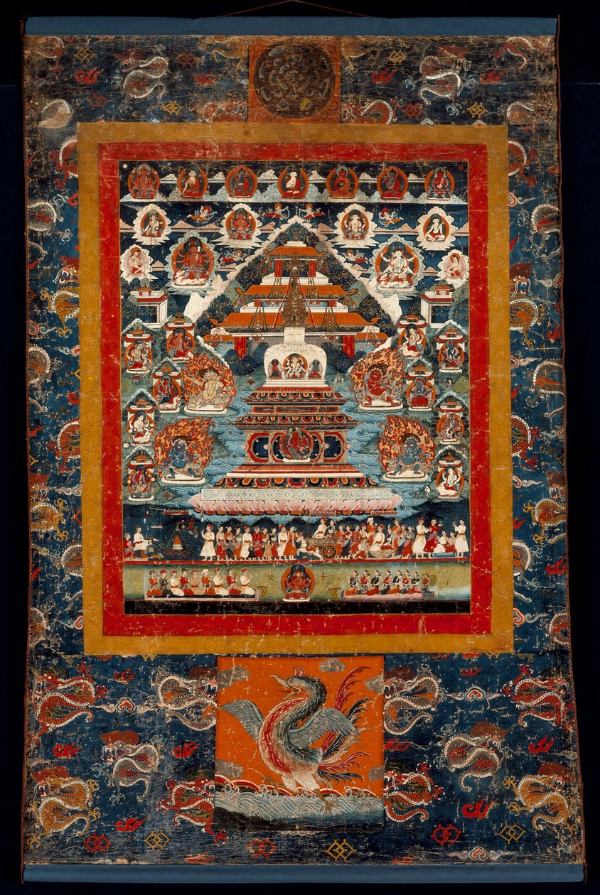 Upamiętnienie Thangka za ryt Bhimaratha, 1850-75 (pigmenty mineralne na bawełnianej tkaninie) autorstwa Tibetan School