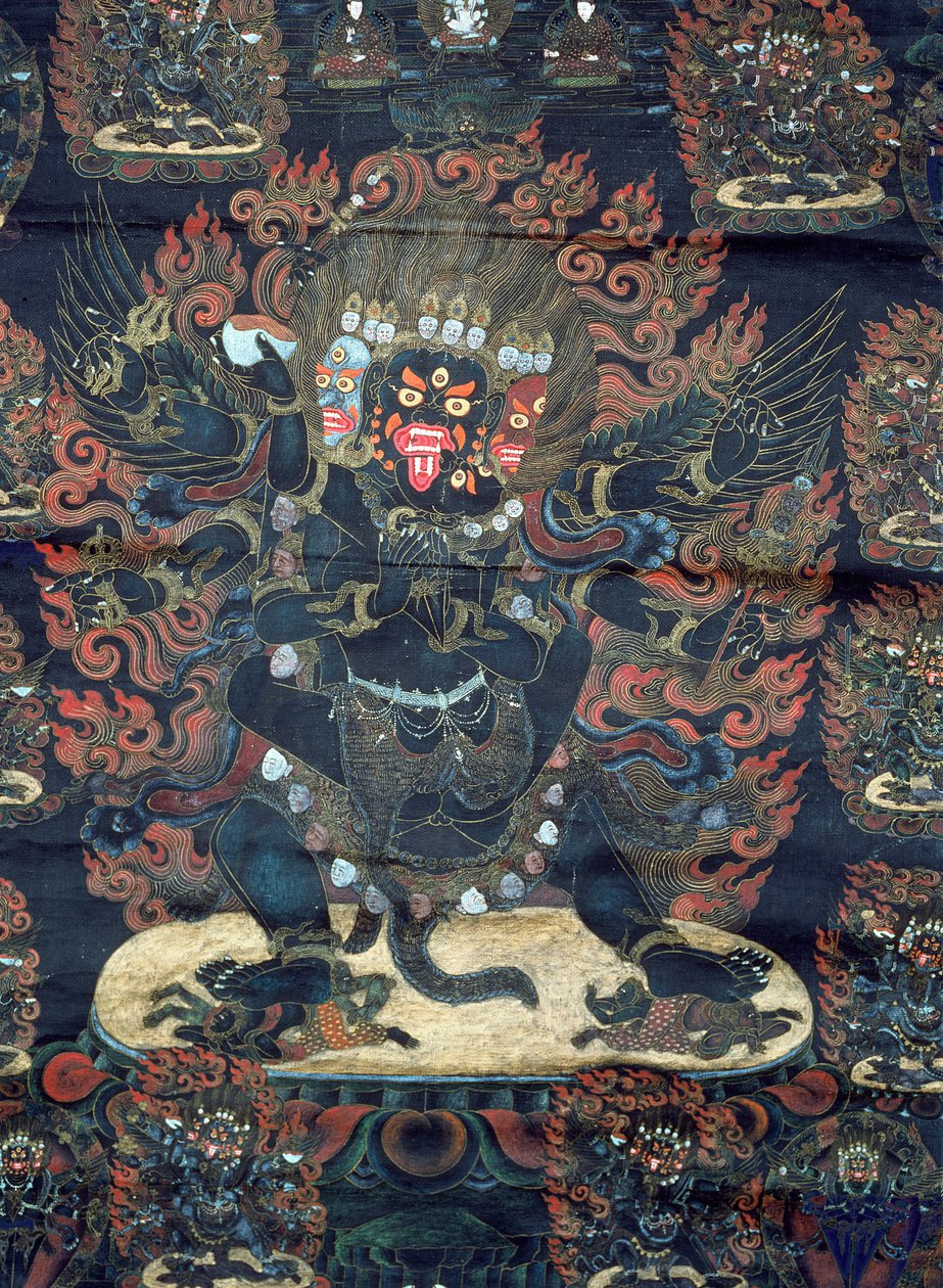 Mandala (malowany pergamin) autorstwa Tibetan School