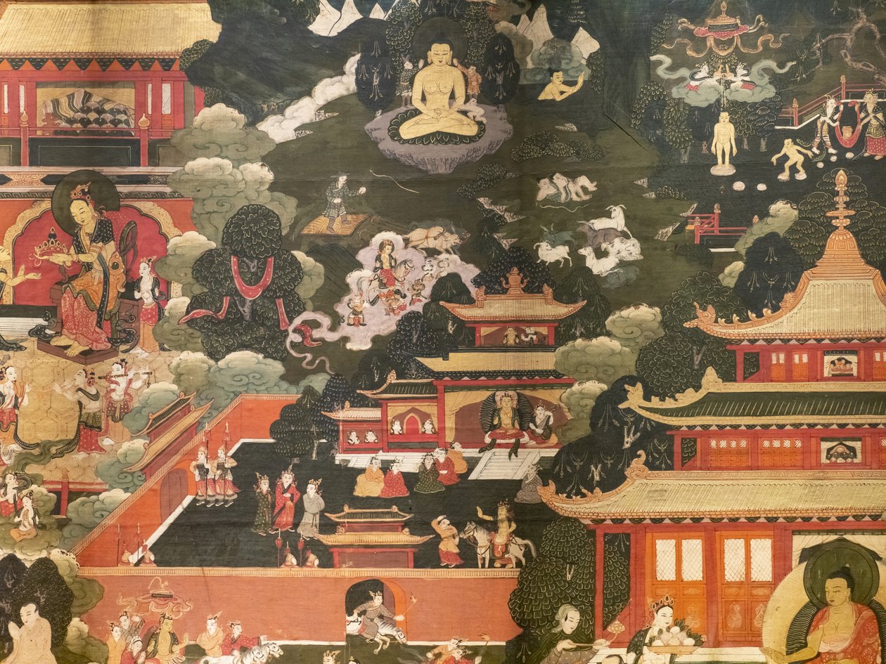 Sceny z życia Buddy Siakjamuniego autorstwa Tibetan School