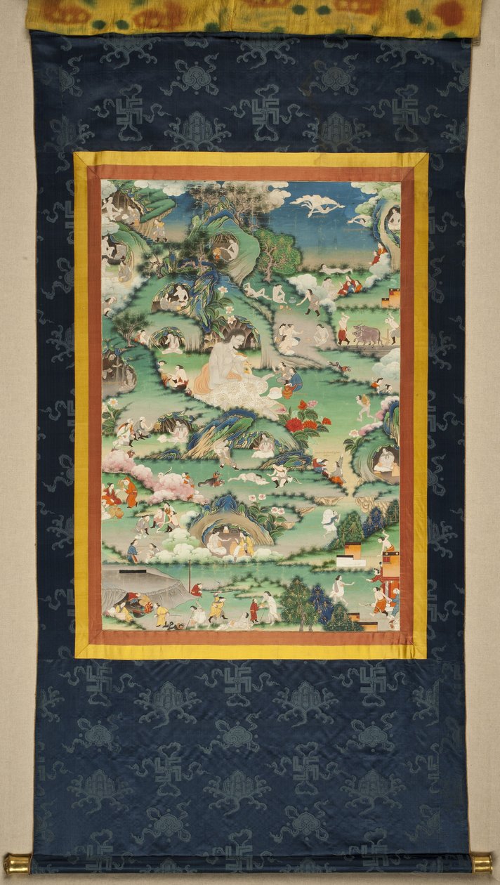 Scena z życia Milarepy Thangki, koniec XVIII wieku. autorstwa Tibetan culture