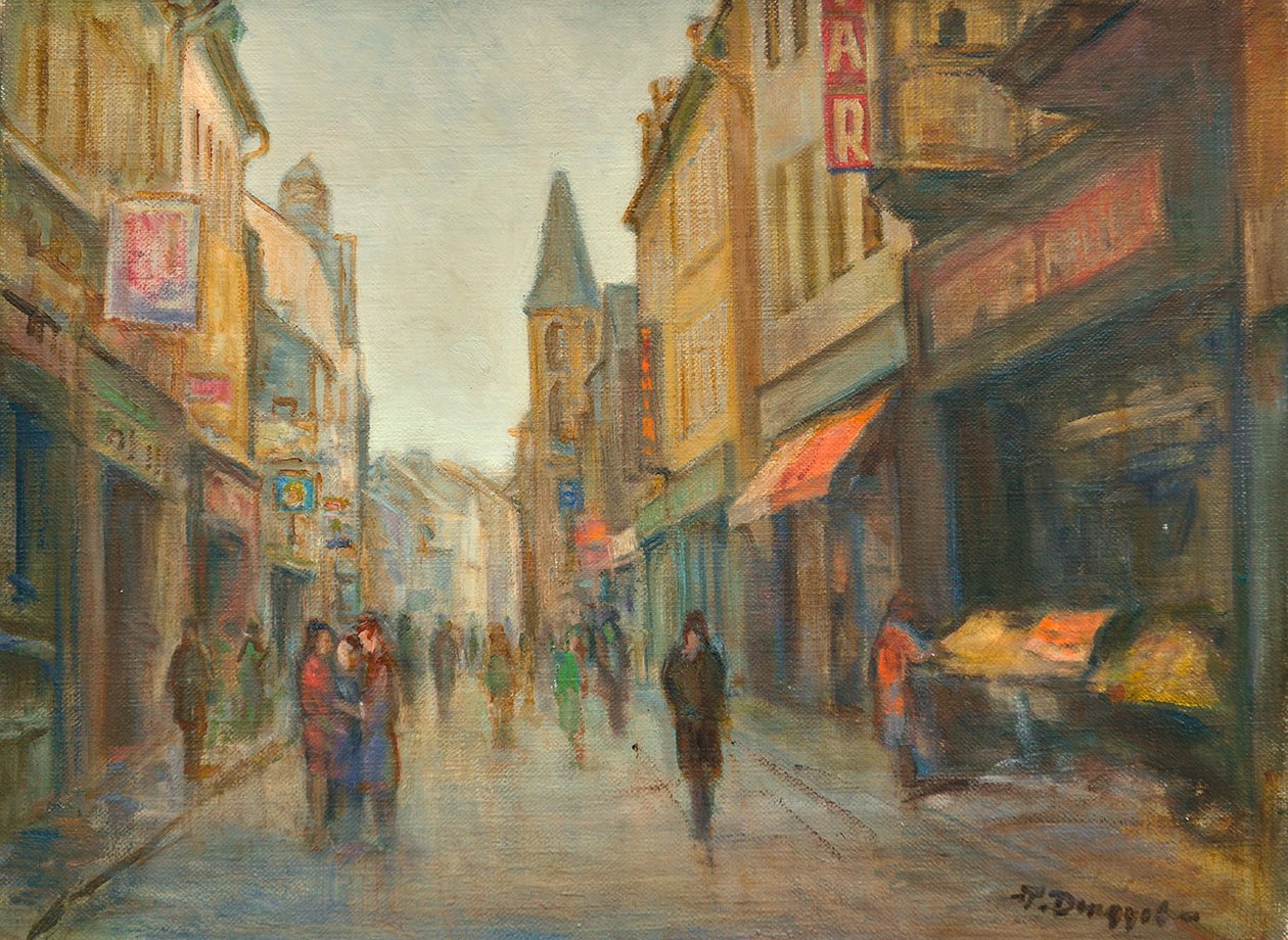 Ulica w deszczu (Paryż) autorstwa Tibor Dengyel