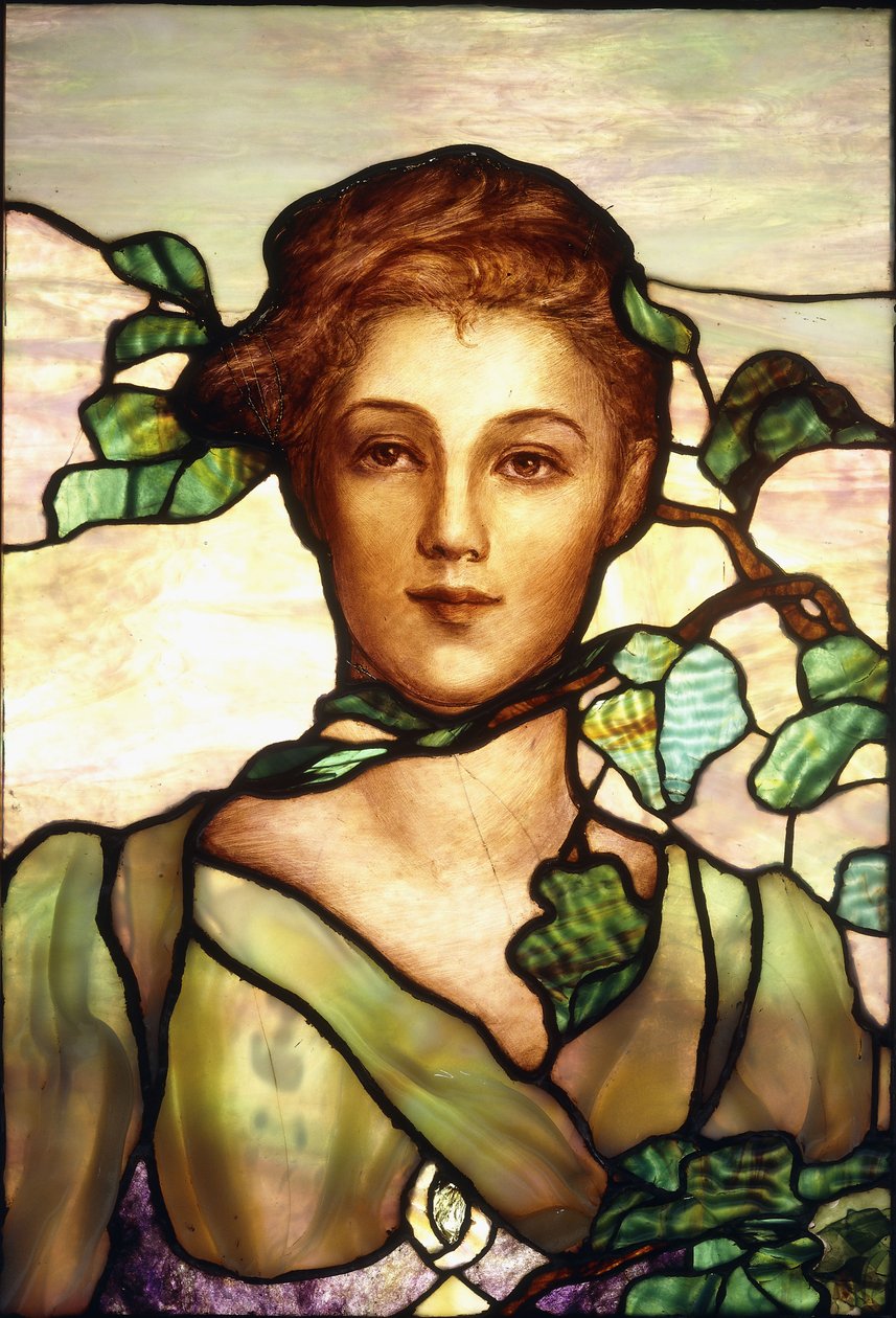 Okno portretowe ze szkła ołowiowego, ok. 1900 autorstwa Tiffany Studios