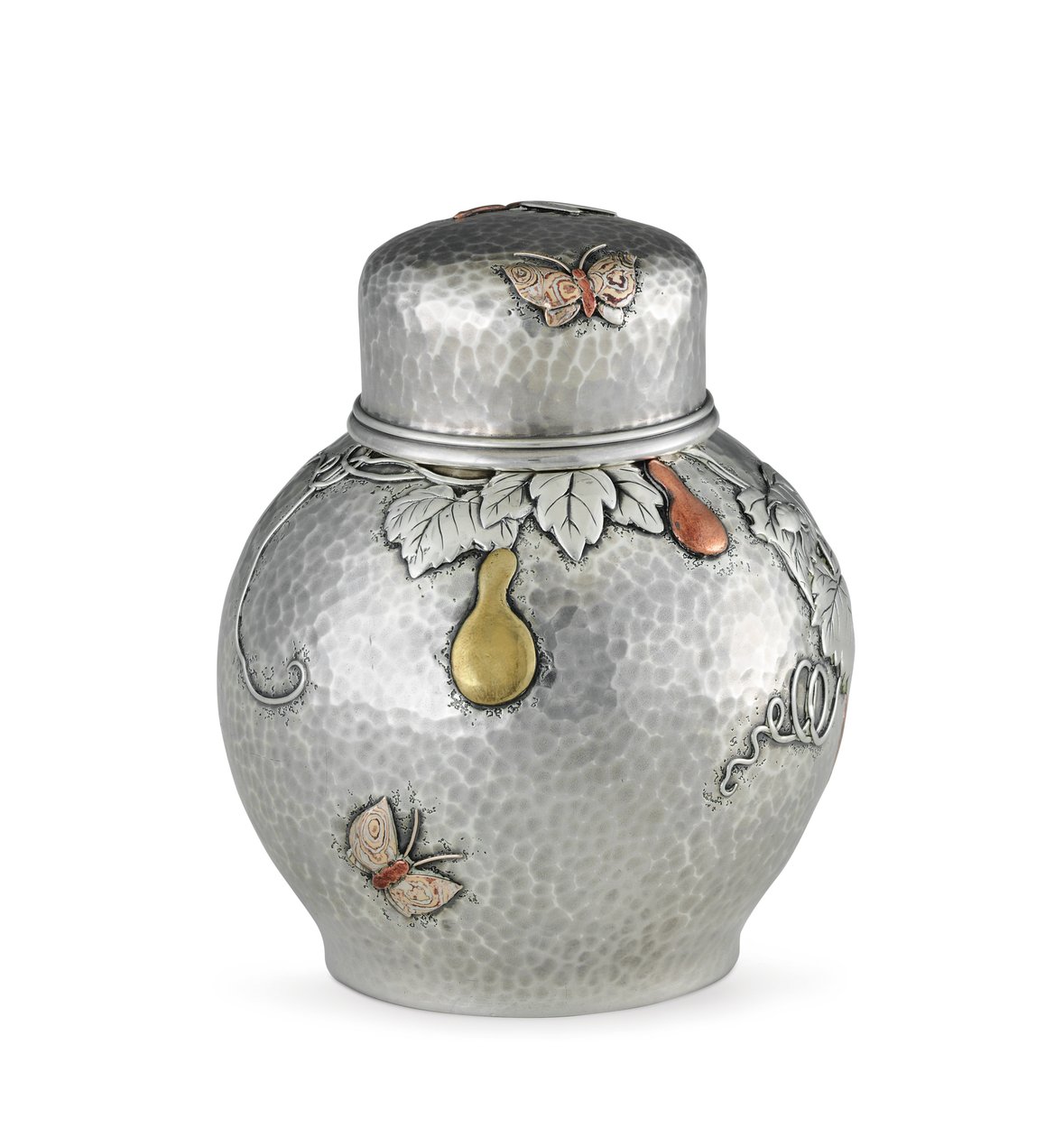 Pojemnik na herbatę, ok.1880 (srebrny i mieszany metal) (patrz również 703373) autorstwa Tiffany and Company
