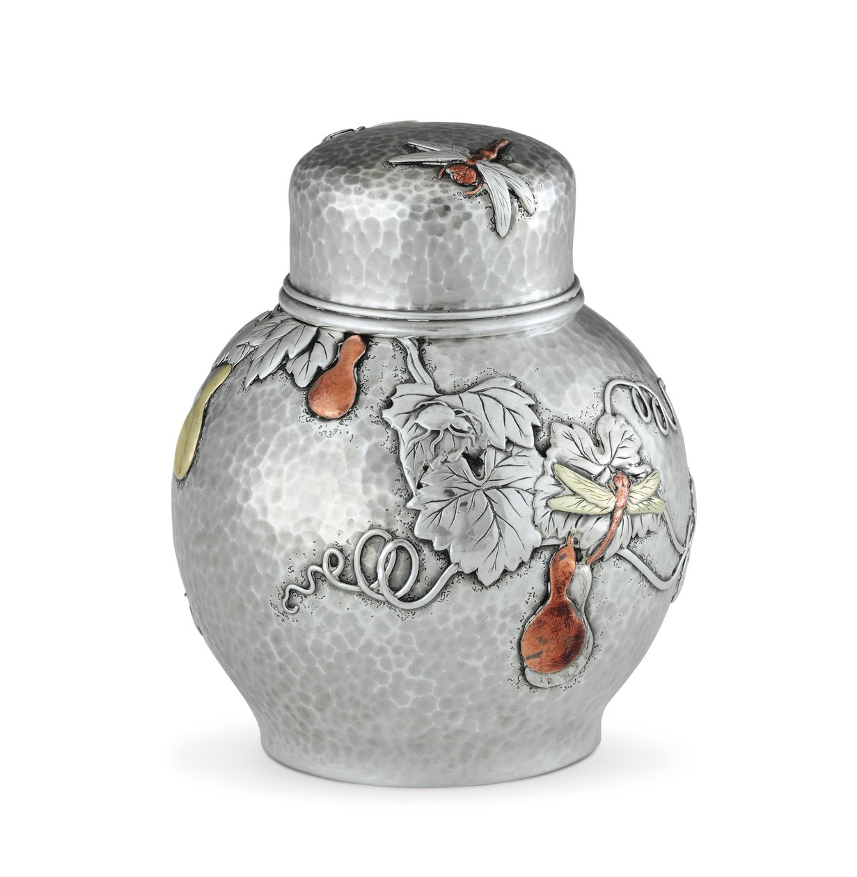 Pojemnik na herbatę, ok.1880 (srebrny i mieszany metal) (patrz również 703374) autorstwa Tiffany and Company