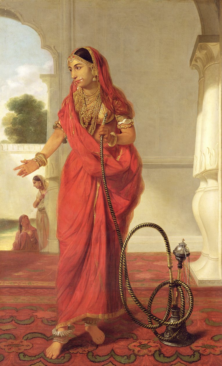 Indiańska tancerka z sziszą, 1772 autorstwa Tilly Kettle