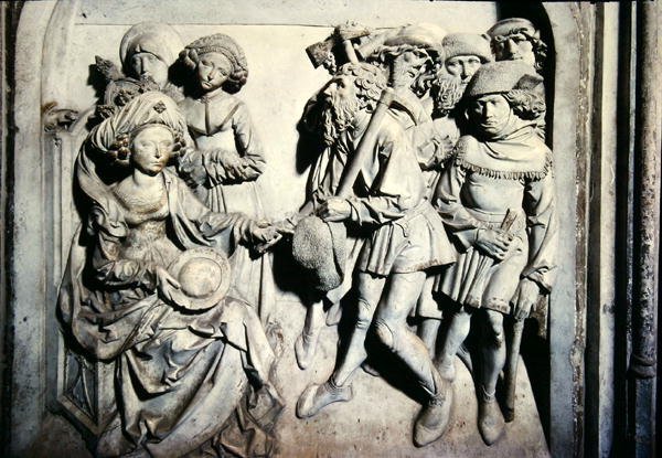 Grób Henryka II (973-1024) i jego żony Kunigunde, fragment Kunigunde zwalniającego nieuczciwych sług autorstwa Tilman Riemenschneider