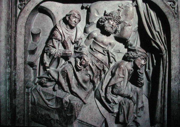 Grób Henryka II (973-1024) i jego żony Kunigundy, fragment cesarza operowanego przez św. Benedykta autorstwa Tilman Riemenschneider
