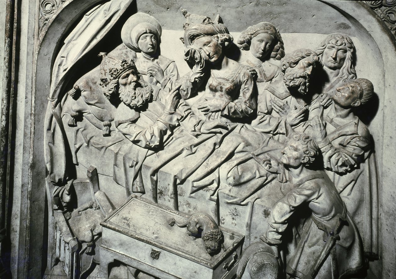 Grób Henryka II 973-1024 i jego żony Kunigunde, fragment śmierci cesarza, kamień 1499-1513 autorstwa Tilman Riemenschneider